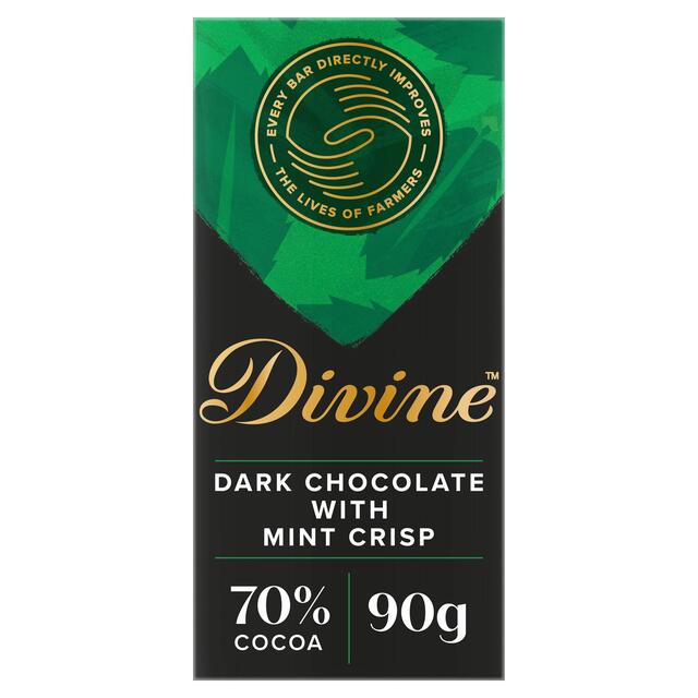 Divine 70% de chocolat noir avec 90 g à menthe