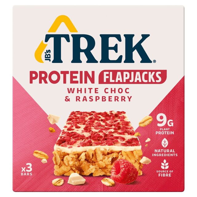 Trek White Chocolate y Raspberry Protein Flapjacks 3 x 50g