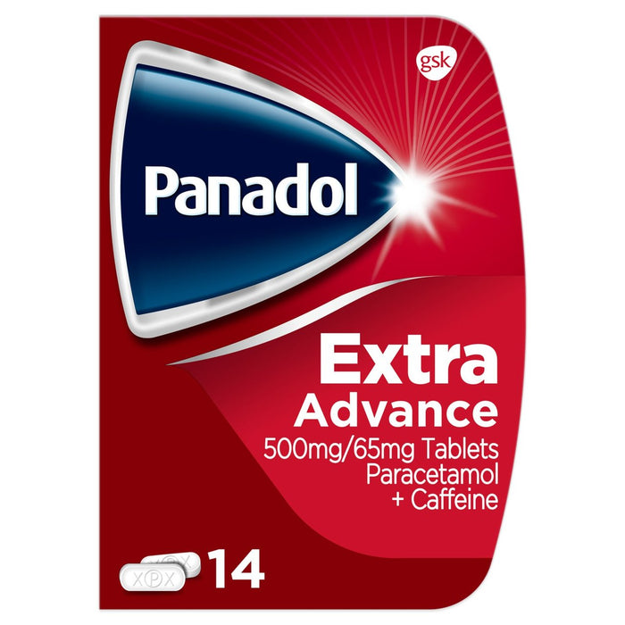 Panadol Extra Advance 500mg Paracetamol Cafeína Dolor de alivio de dolor 14 por paquete