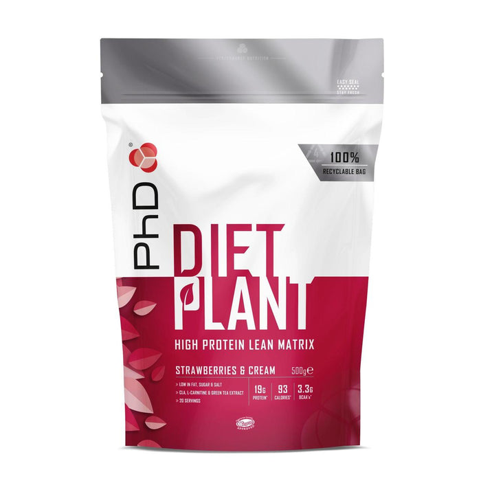 PhD Nutrition Strawberries & Cream Diet Plant Protein Powder 500G