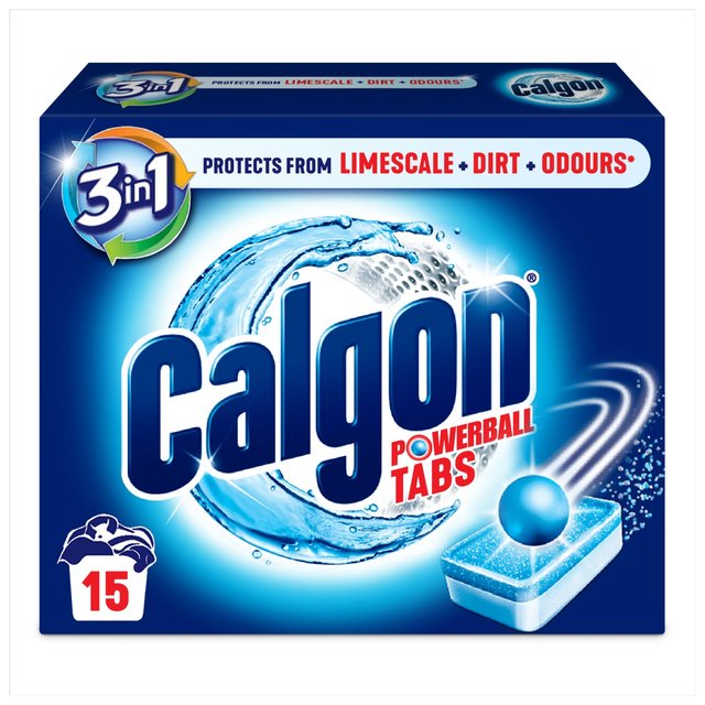 Suavizador de agua para lavadora Calgon 3 en 1, 15 tabletas por paquete 