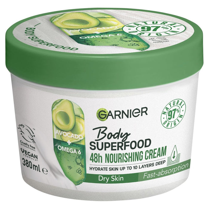 Garnier Body Superfood, Nourishing Body Cream, con aguacate y omega 6 380ml