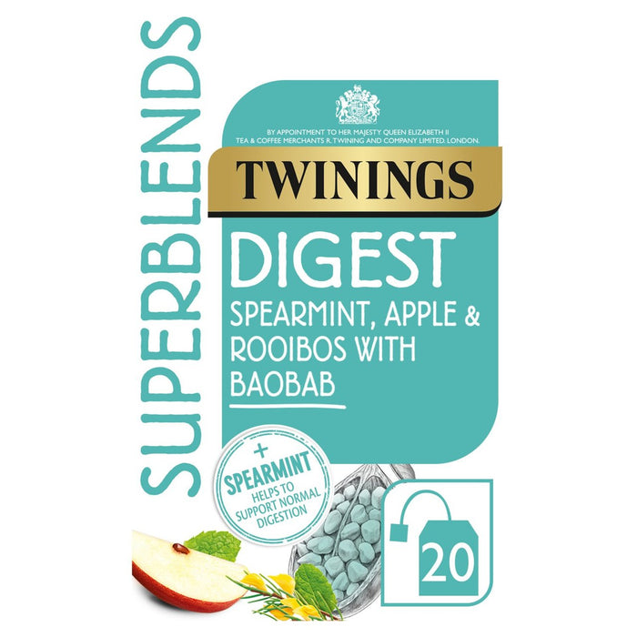 Twinings Superblends Digest con SpearMint Apple y Rooibos 20 por paquete