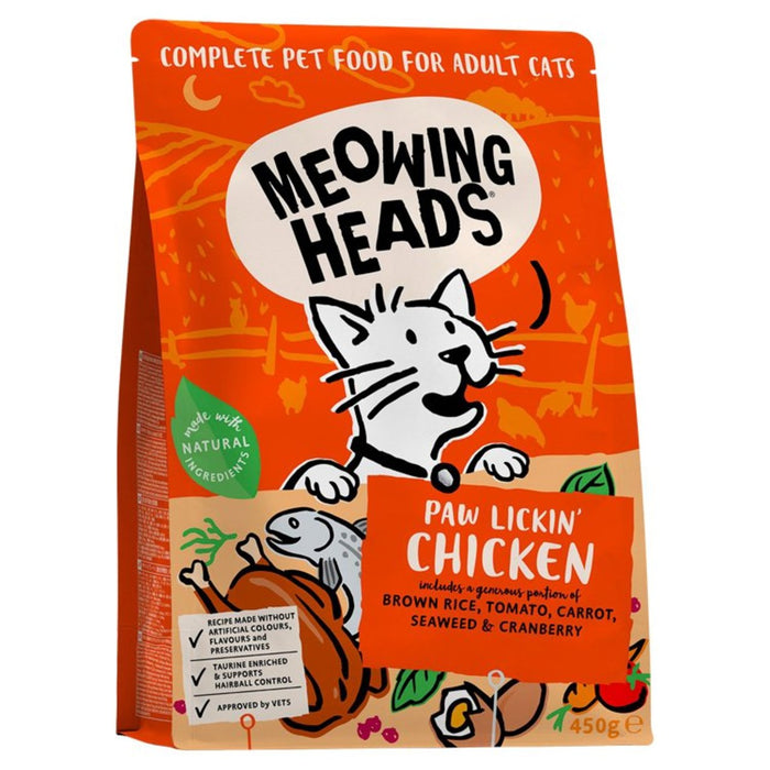 Meowing Heads Paw Lickin' Chicken Dry Cat Food 450g