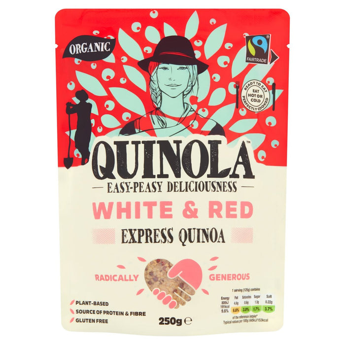 Quinola Bio Fairtrade White & Rot Ready to Eat Quinoa 250g
